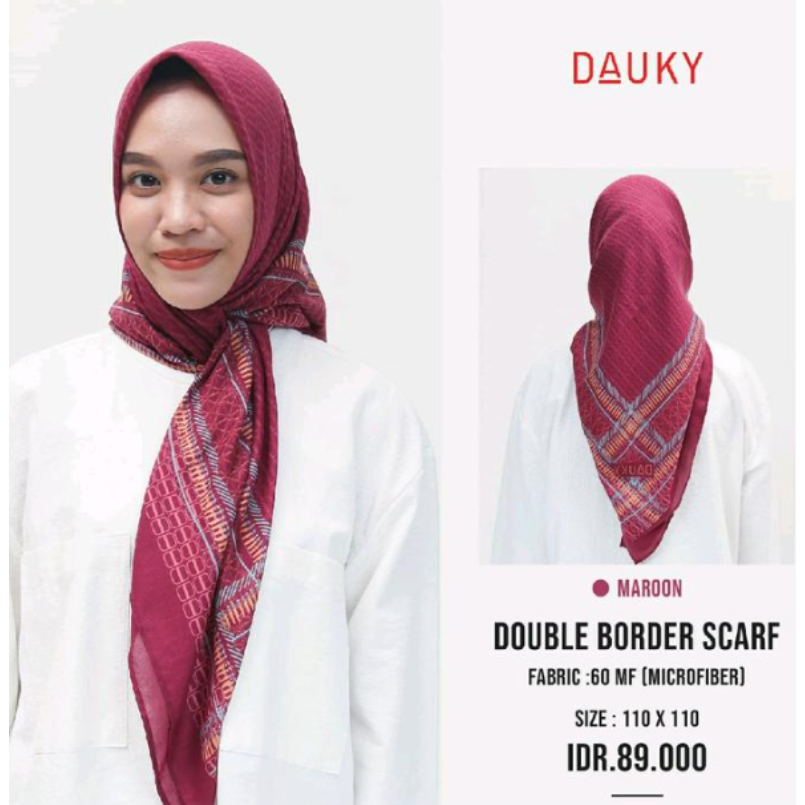 DAUKY Double Border Scarf | Hijab Segi Empat by Dauky