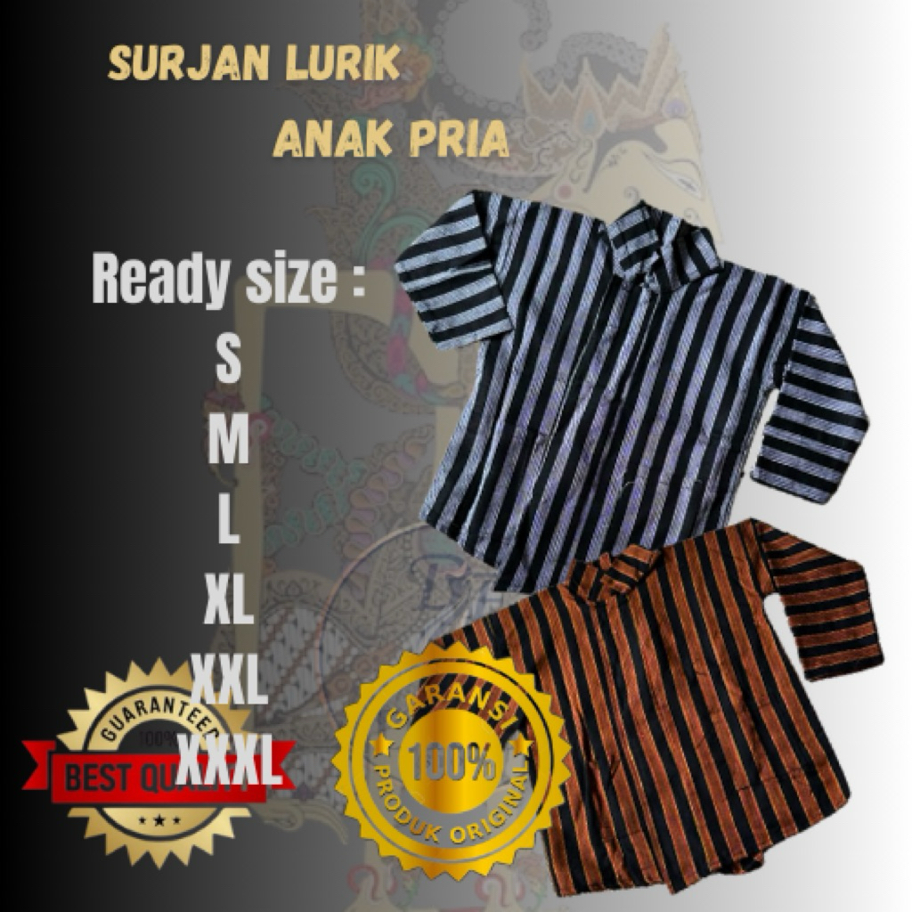 atasan surjan lurik lengan panjang anak pria baju adat jawa anak
