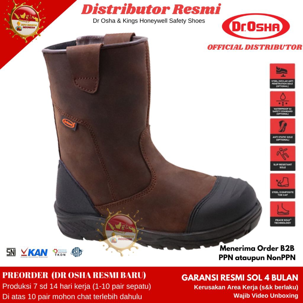 Sepatu Safety / Dr Osha Safety Shoes Dr Osha Mustang Boot 3373 S1 Composite Toe Cap - Sol PU sd 90 C
