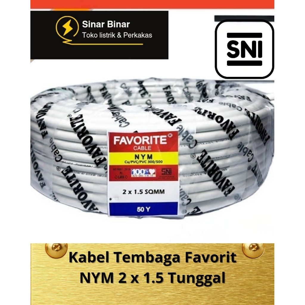 Kabel NYM Favorite 2 x 1,5 Tunggal/ engkel