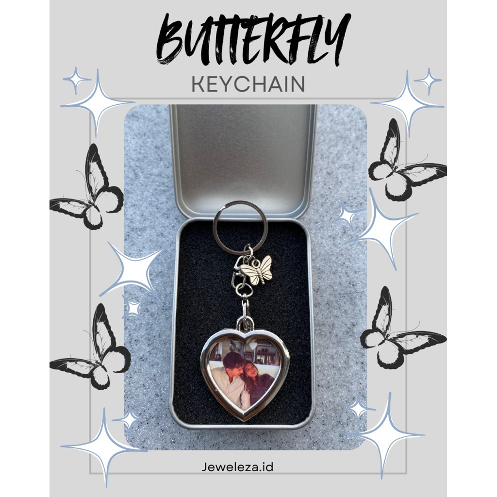 Jeweleza.id | Butterfly Keychain | Gantungan Kunci Besi Foto Custom | Custom Gift | Valentine gift |