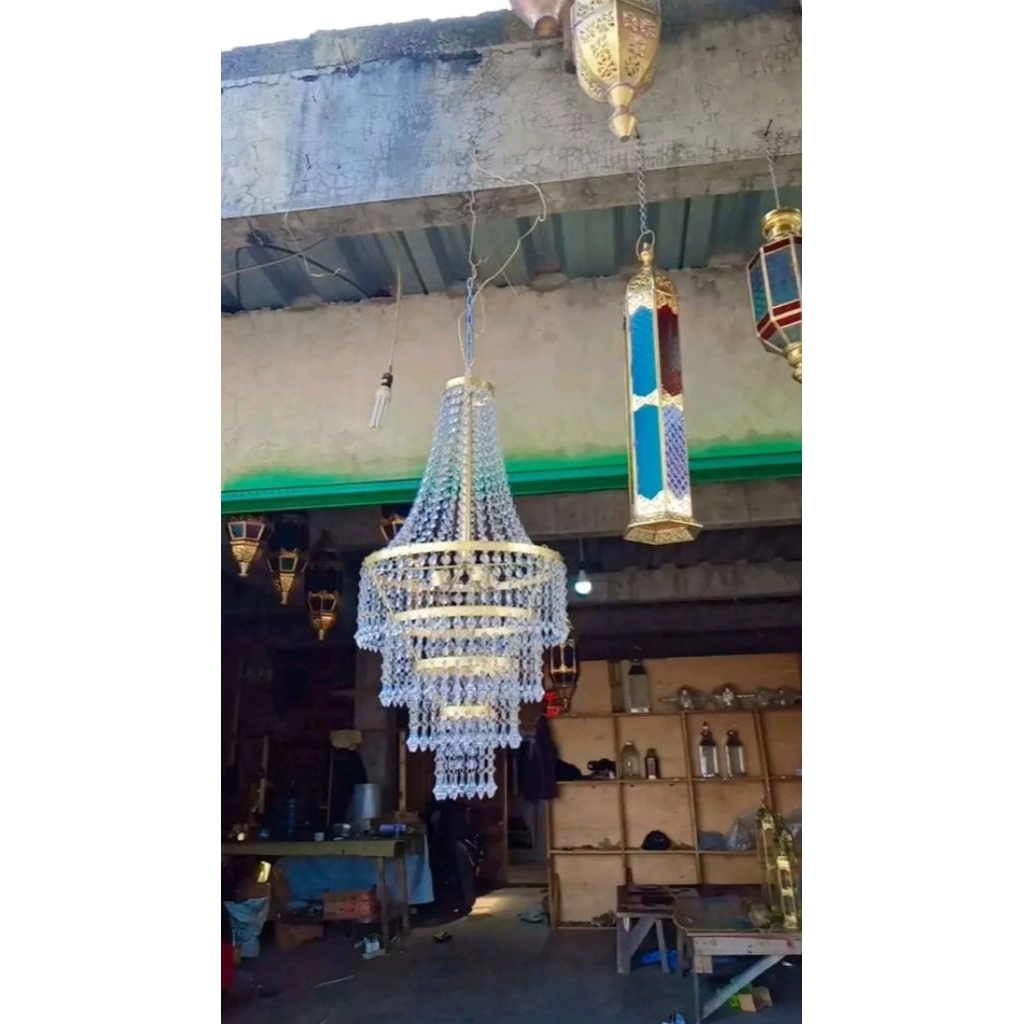 lampu gantung kristal, lampu dekorasi, lampu hias pelaminan