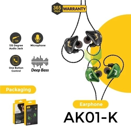 Rexi Dynamic earphone shiny metallic AK01-K
