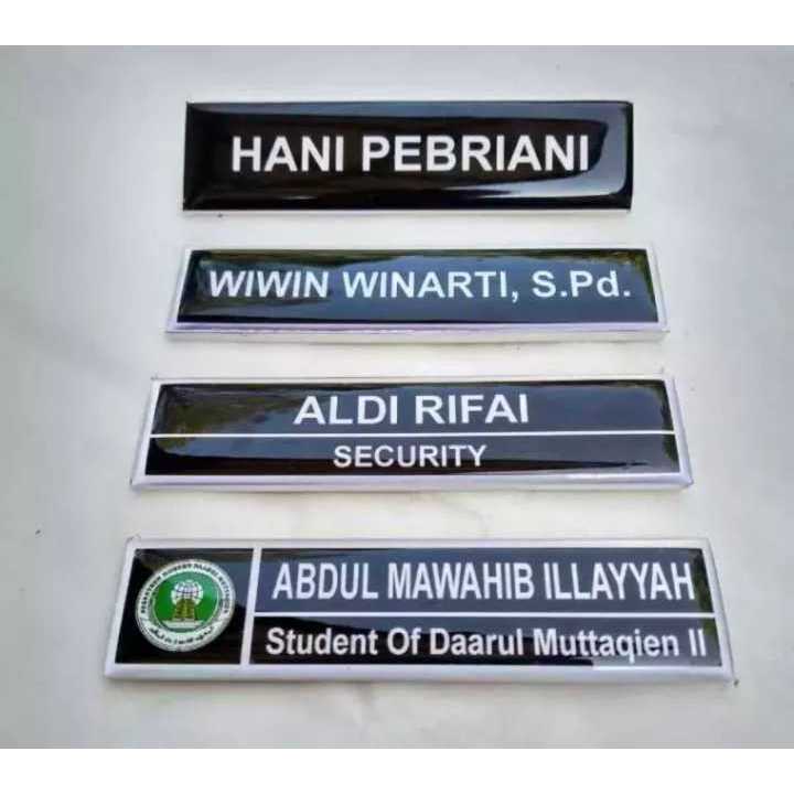 Name Tag Akrilik Peniti Custom Nama Dada 2x8cm Dokter Karyawan Guru Siswa