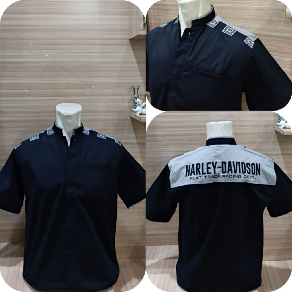 Baju Koko Harley Davidson tangan pendek pria dewasa
