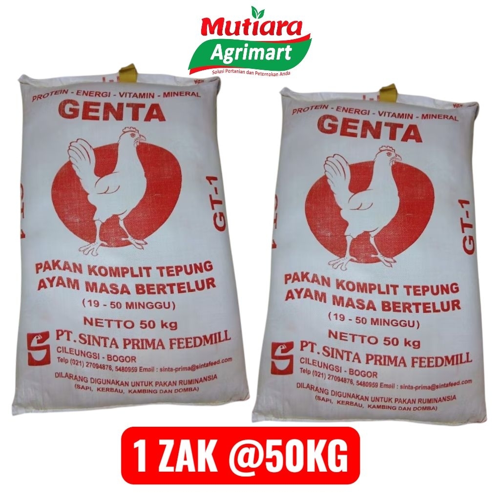 PUR GT-1 PETELUR KARUNGAN 1 ZAK @50KG // PAKAN AYAM PETELUR GENTA PT SINTA // PAKAN AYAM LAYER KARUN