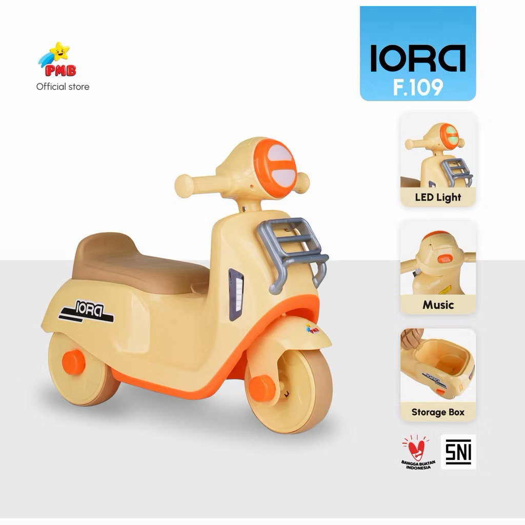 PMB MOTOR ANAK VESPA BALANCE BIKE MAINAN ANAK DORONG F109 - PMB TOYS