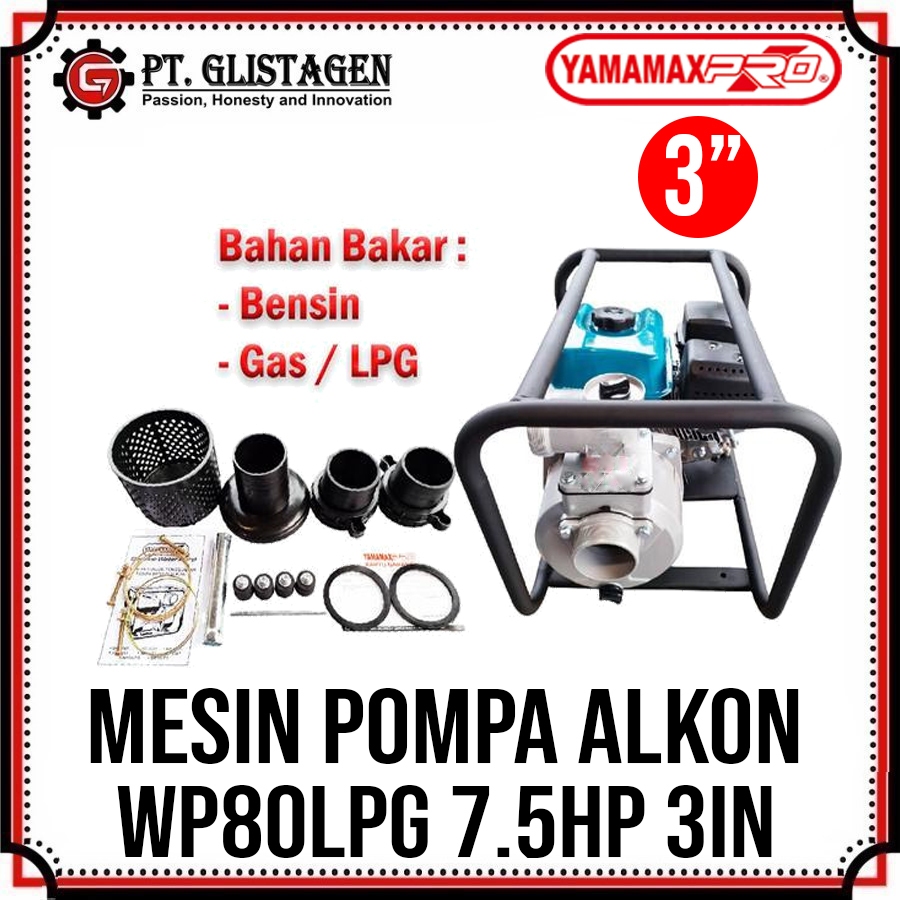 Yamamax Pro WP80LPG Mesin Pompa Air Irigasi LPG 3" Pompa Alkon LPG Bensin 3 Inch Pompa Air Sawah Wat
