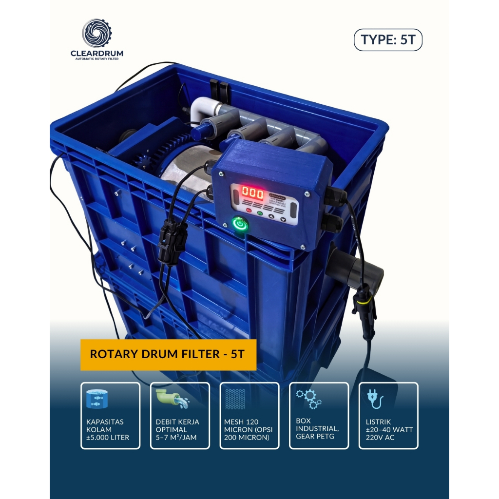 Rotary Drum Filter RDF 5 Ton Otomatis | Filter Kolam Koi & Aquarium | Auto Cleaning | Hemat Listrik