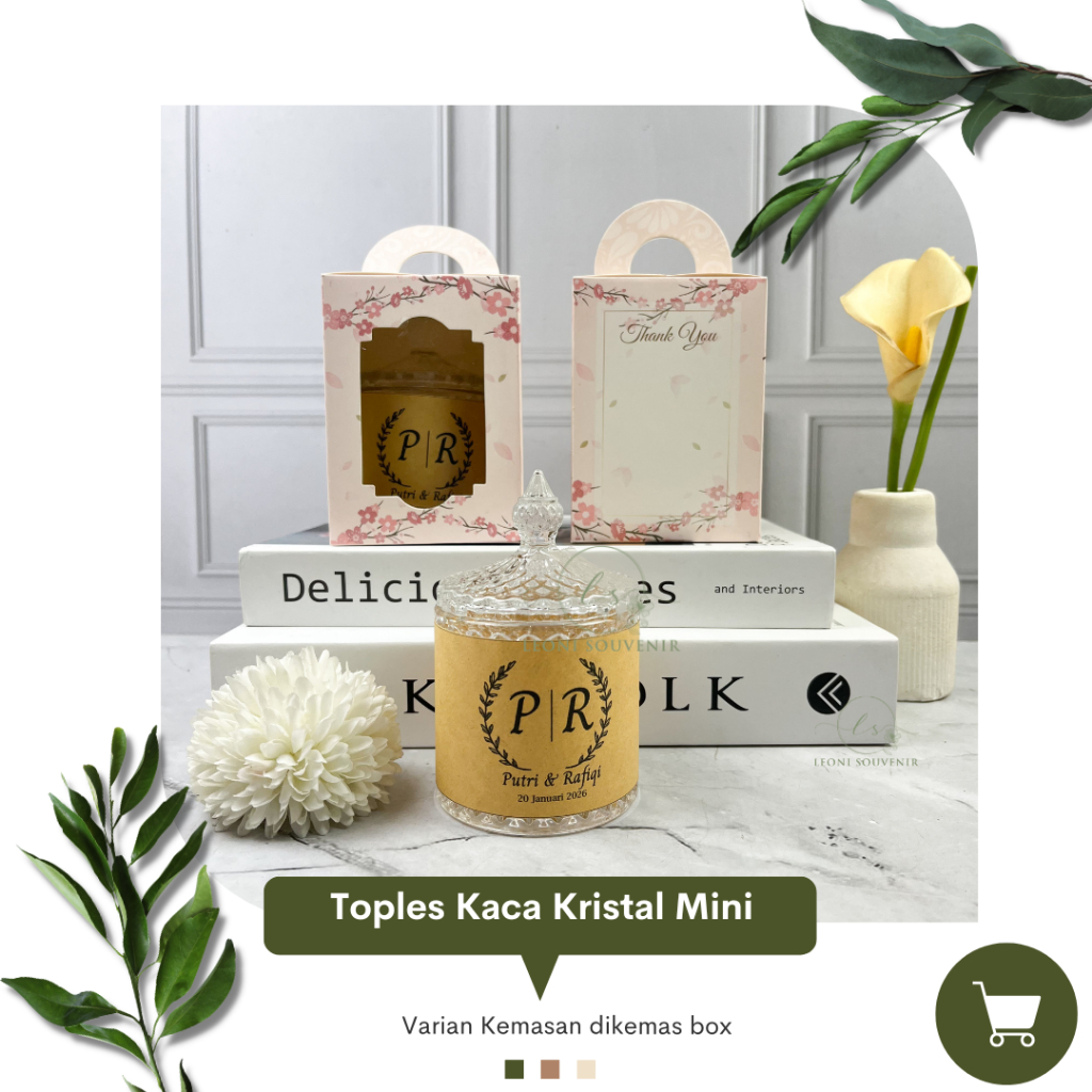 Souvenir Toples Kaca Mini Kristal Ukuran 6,5 cm kemasan Box