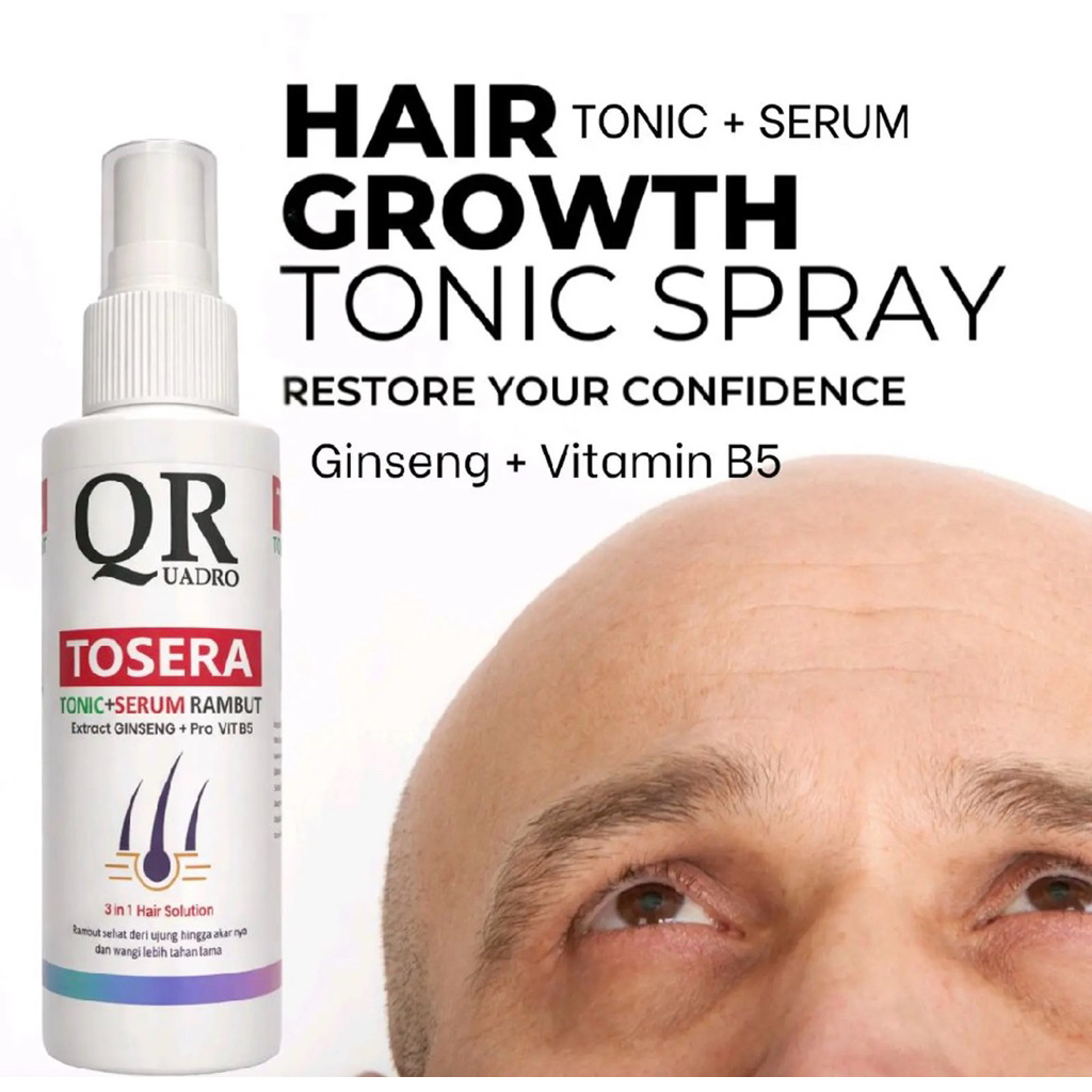 QR QUADRO TOSERA 2in1 HAIR TONIC GINSENG PLUS PEO VITAMIN B5 SPRAY PENUMBUH RAMBUT