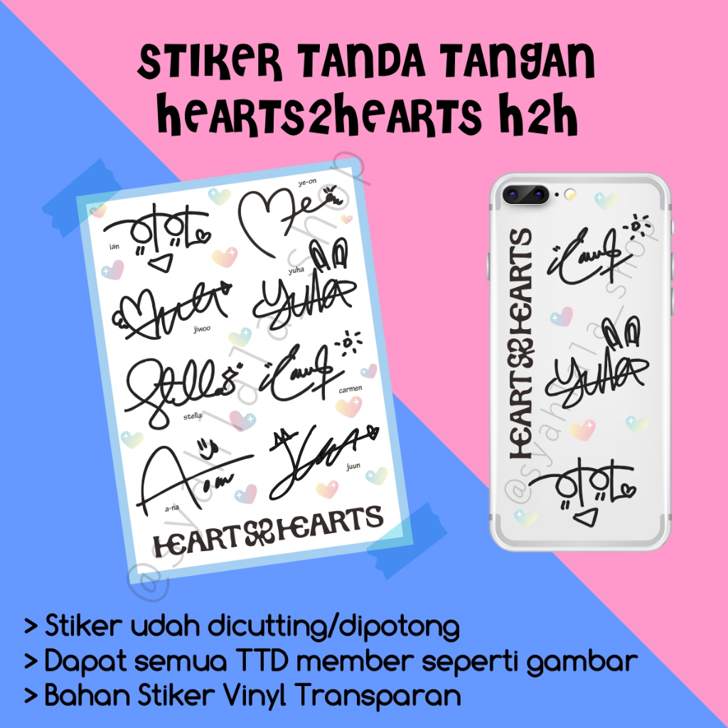 STIKER TANDA TANGAN HEARTS2HEARTS H2H CARMEN IAN JIWOO YUHA ANA JUUN YEON STELLA