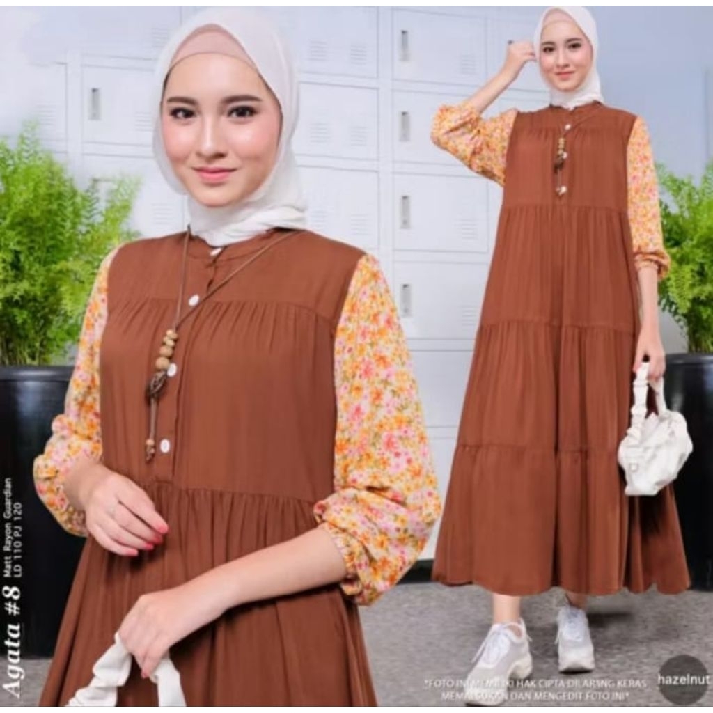 Gamis Dewasa Gamis Motif Bunga Model Terbaru 2026 Series Lebaran Jumbo LD 120