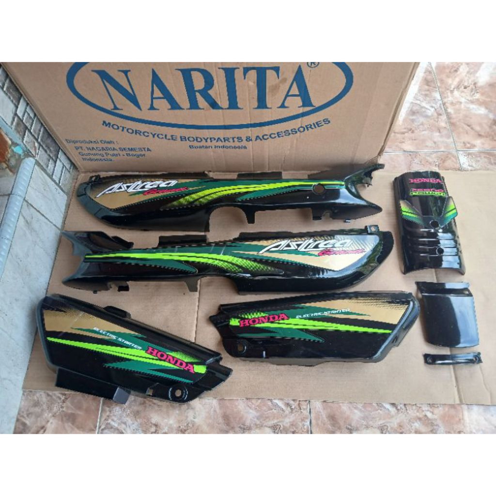 cover body bodi set Astrea grand sabit legenda 1 set striping warna hitam