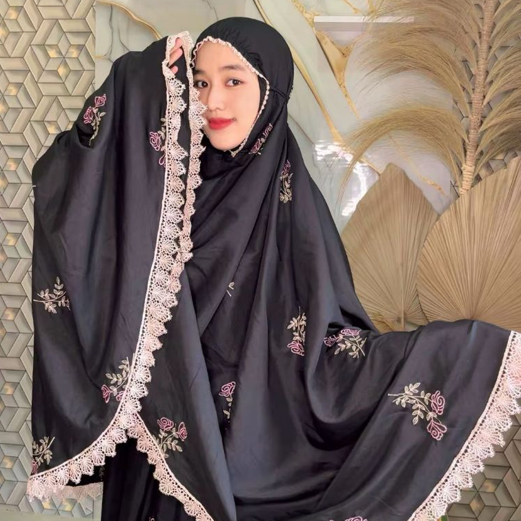 Mukena Dewasa Katun Bordir Mewah Kirani Wanita Mukenah Cantik Muslim Panjang