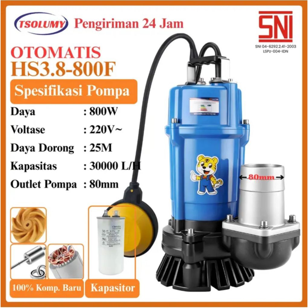 Pompa Celup Air Kotor Lumpur HS3.8F Pompa Celup Air Kotor 3inch Otomatis