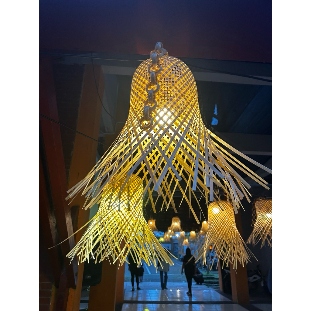 Lampion bambu 15 cm / lampion krongso / kap lampu bambu