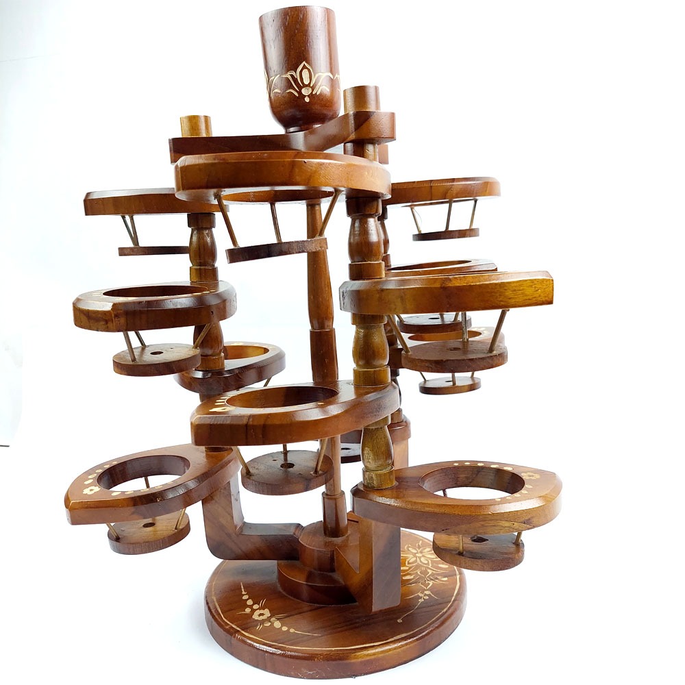 Tempat Rak Dudukan Air Mineral AquaGelasan Model Bonsai Bahan Kayu Jati Full Finishing