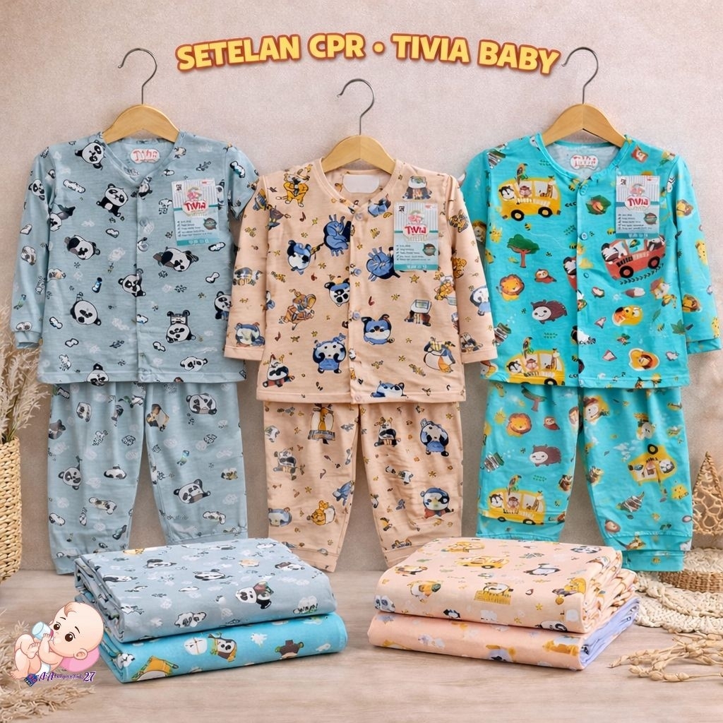 TERBARU TIVIA 3Pasang Setelan Baju Bayi Newborn 0-6bulan Lengan Panjang Celana Panjang Ukuran Newbor