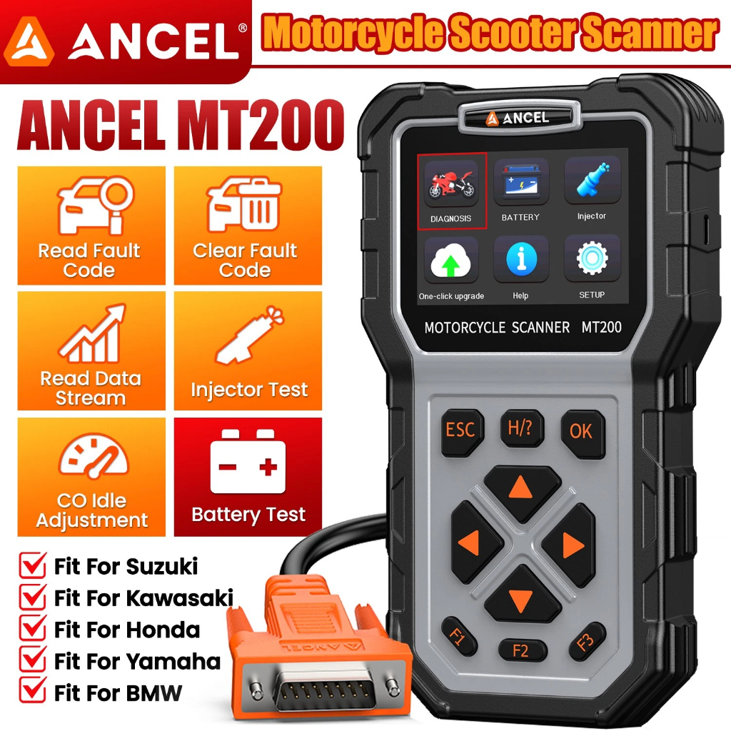 ANCEL MT200 Motor OBD2 Scanner Pemindai Alat Diagnostik Tool Motor Universal - Alat Diagnostik Motor