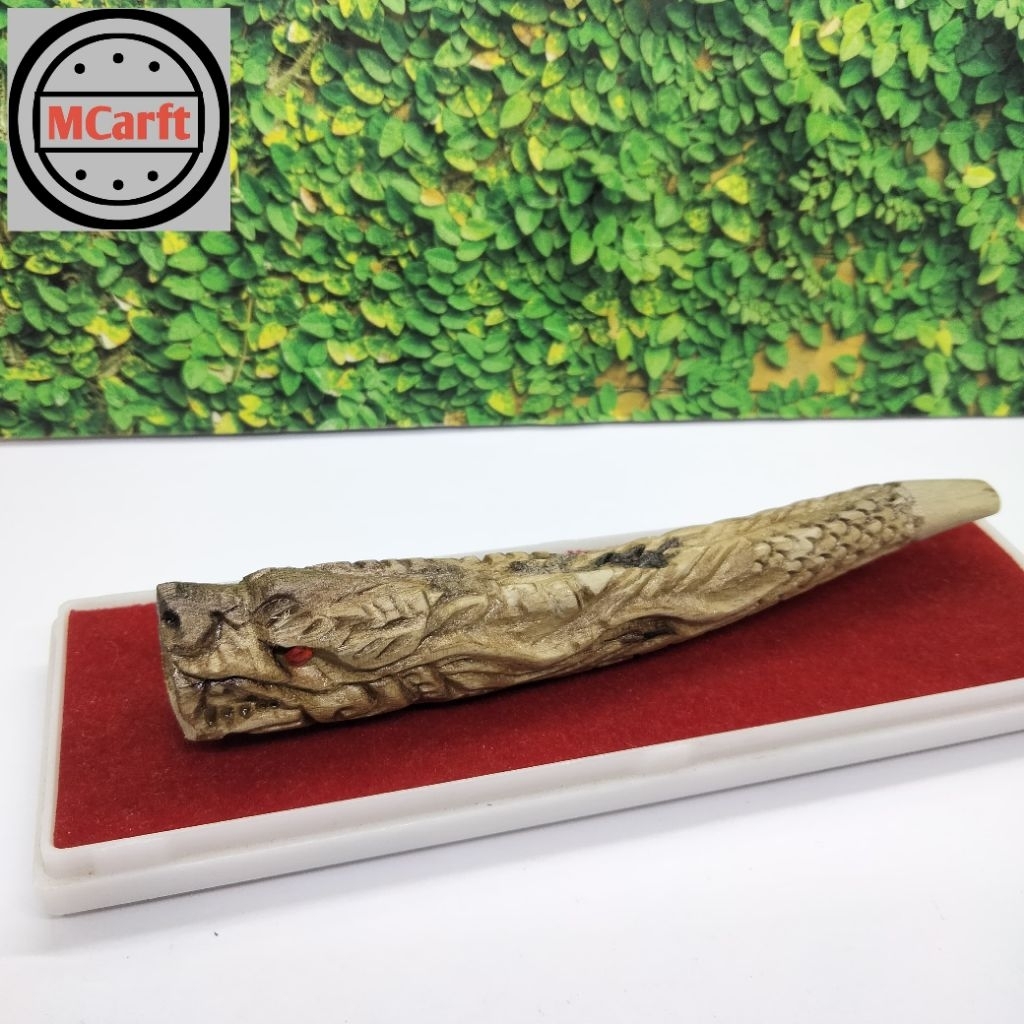 Klokotan once pipa kayu kemuning gading ukir naga C412