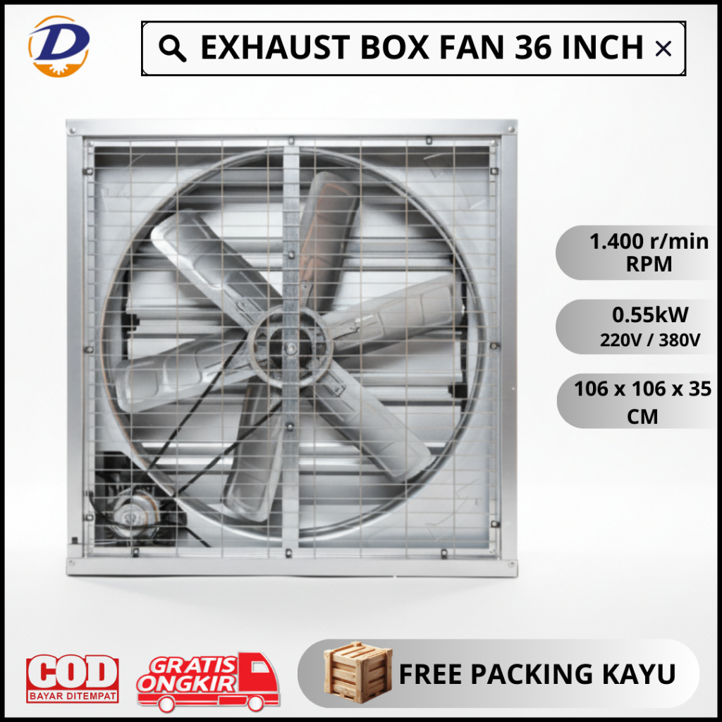[ READY SIAP KIRIM ] BLOWER EXHAUST FAN 36 INCH GALVANIS - Cocok untuk kandang ayam | Dapur | Indust