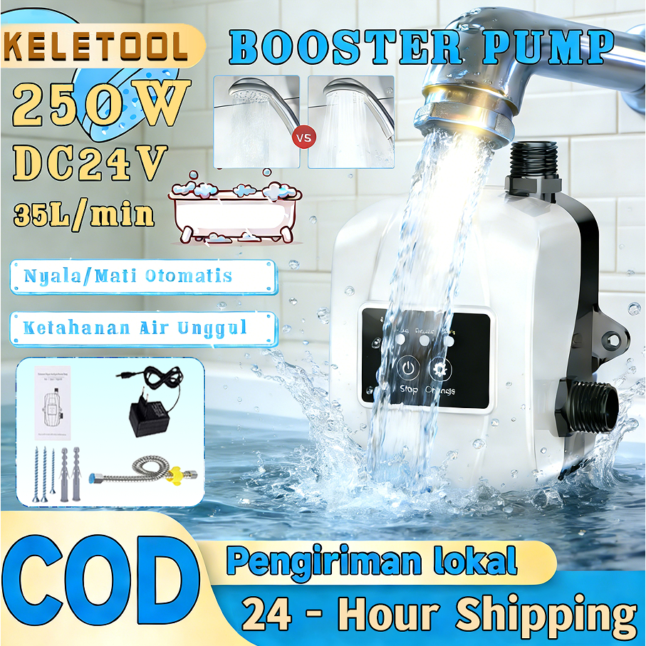 250W Pompa Booster Pendorong Air Booster Pump Otomatis Booster Water Heater Pompa Penguat Mandi Heat