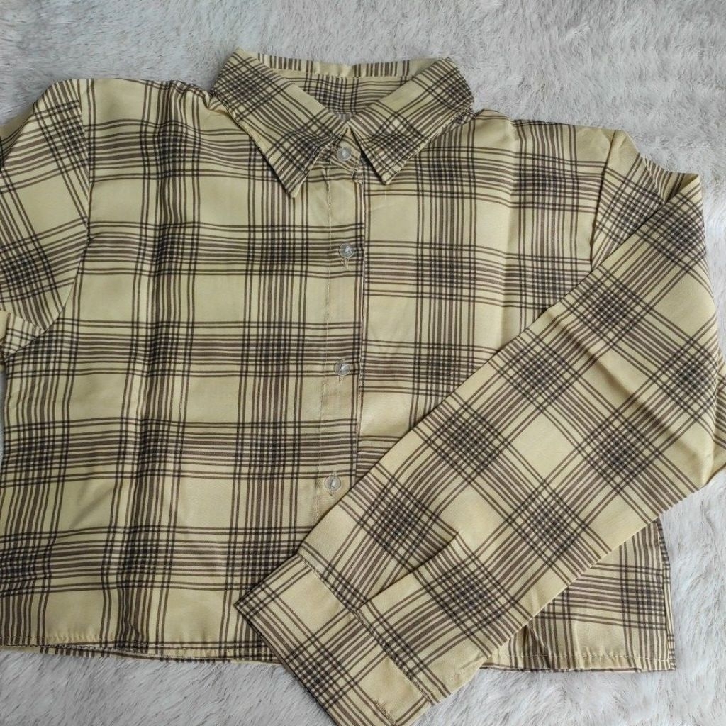 Kemeja Crop Preloved Kemeja Kotak-kotak Kemeja Cewek Kemeja Wanita Kemeja Crop Wanita
