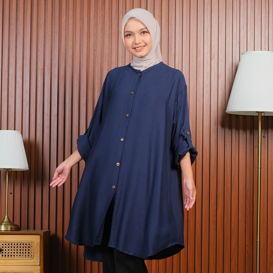 Pandra Tunik Rayon Twill Jumbo LD 140 Panjang 95 cm Baju Wanita Modern Nyaman Atasan Wanita Muslim