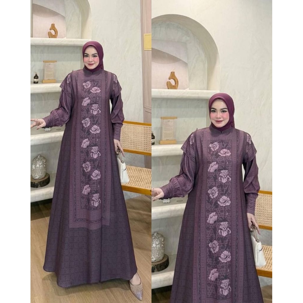 Gamis Lebaran 2026 Printing Mewah ELEGANT Premium Wanita