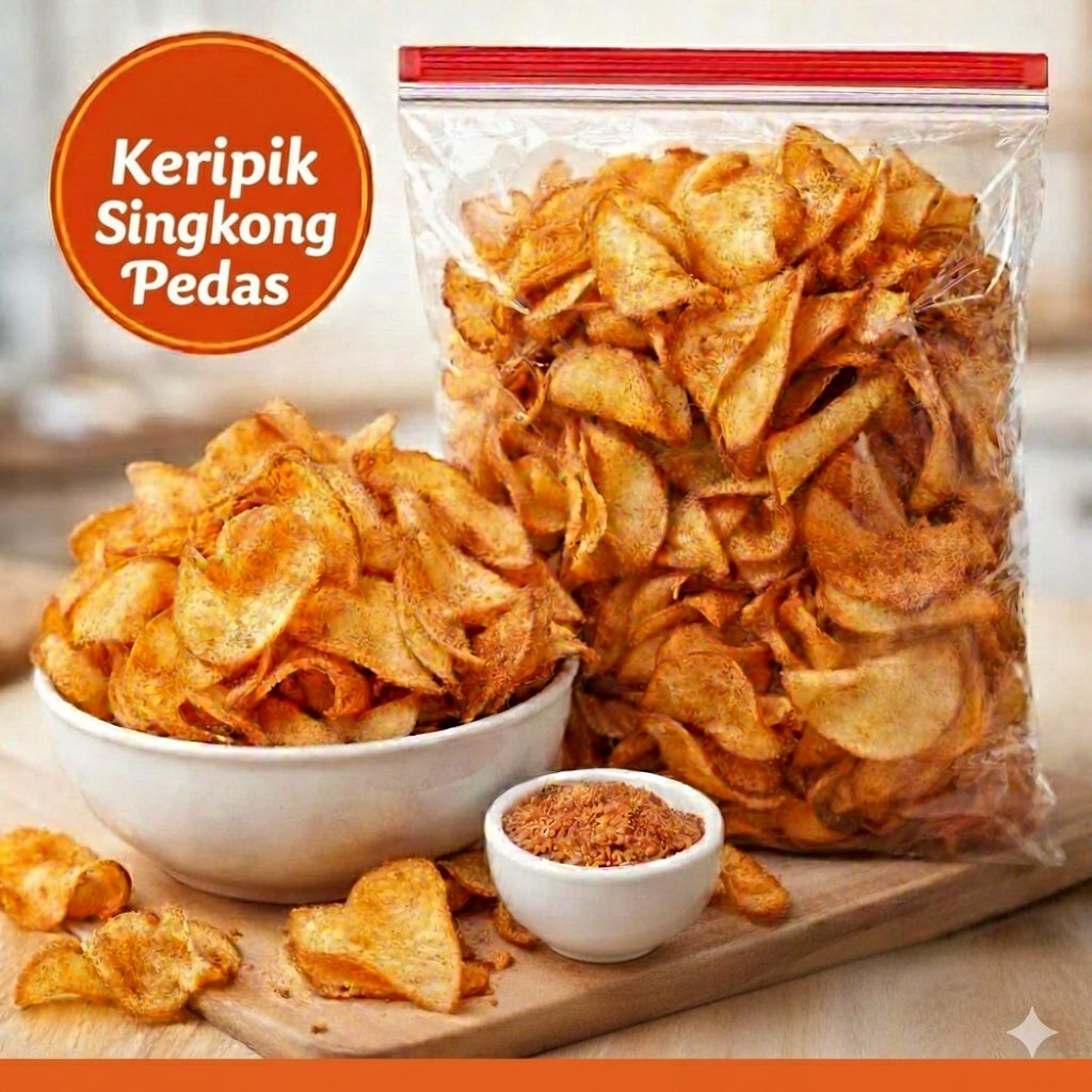KERIPIK SINGKONG PEDAS, BALADO KERING/BALADO BASAH, 500 GRAM, 1 KG