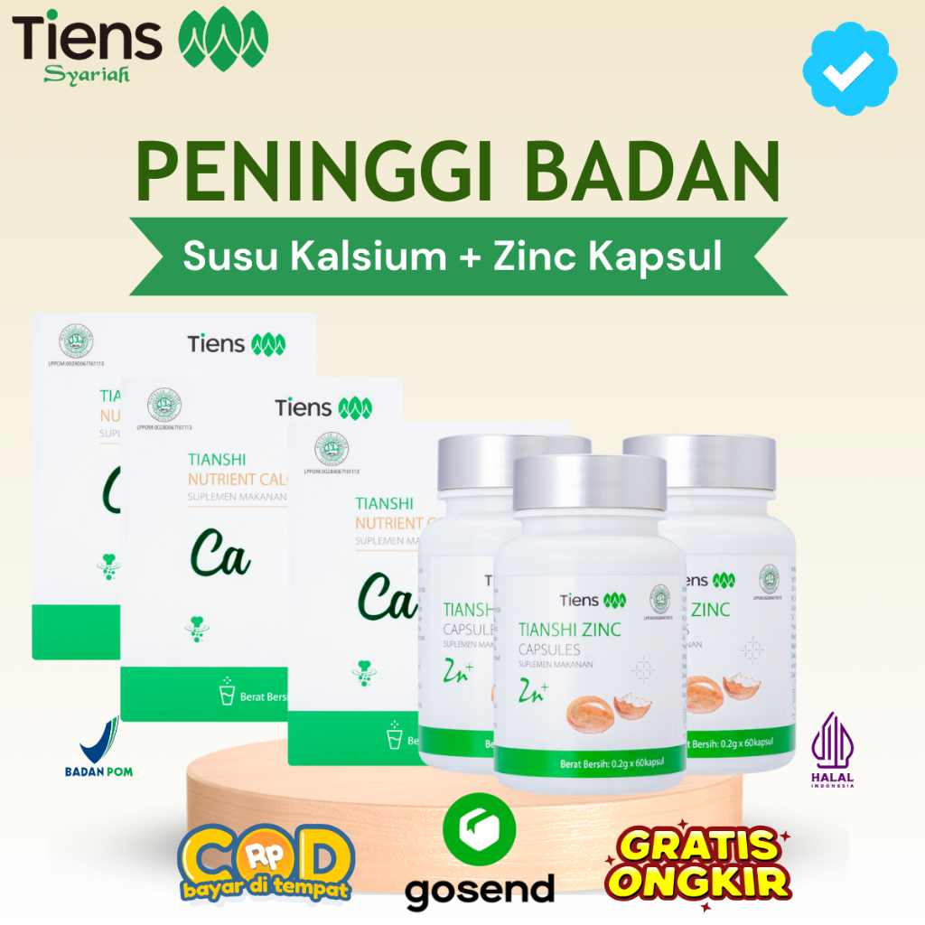 Tiens Peninggi Badan Paket 30 Hari Original 100% Dewasa Remaja 3 Box Susu Nhcp Calcium Kalsium 2 Zin