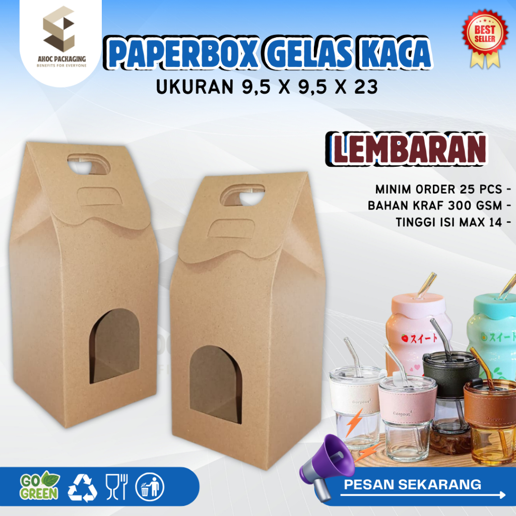 Gelas Tutup Lembaran - PAPERBOX GELAS KACA BOX MUG DUS KEMASAN BOX PACKAGING SOUVENIR GIFT MUG GELAS