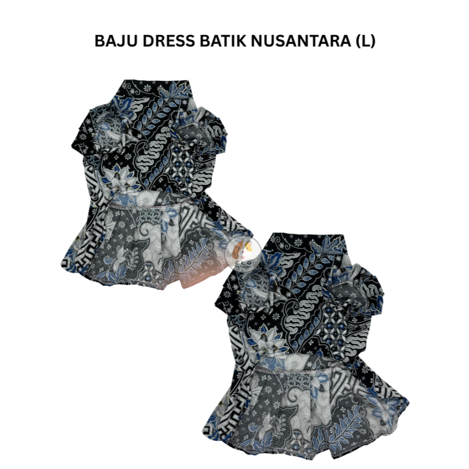 Baju Dress Anjing Kucing Batik Nusantara (L)