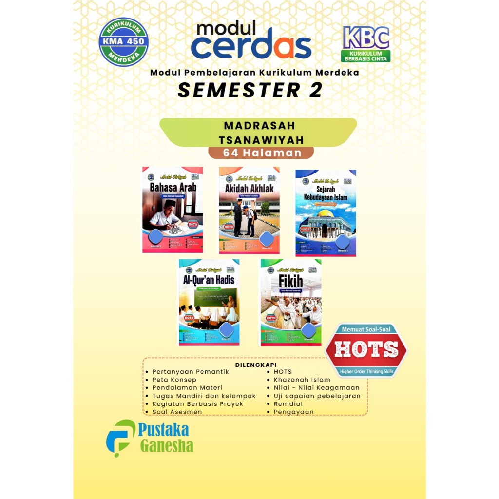 Buku LKS SMP Mts Kelas 7-8-9 Semester 2 Genap Bahasa Arab Fiqih Akidah Akhlak SKI Qurdits