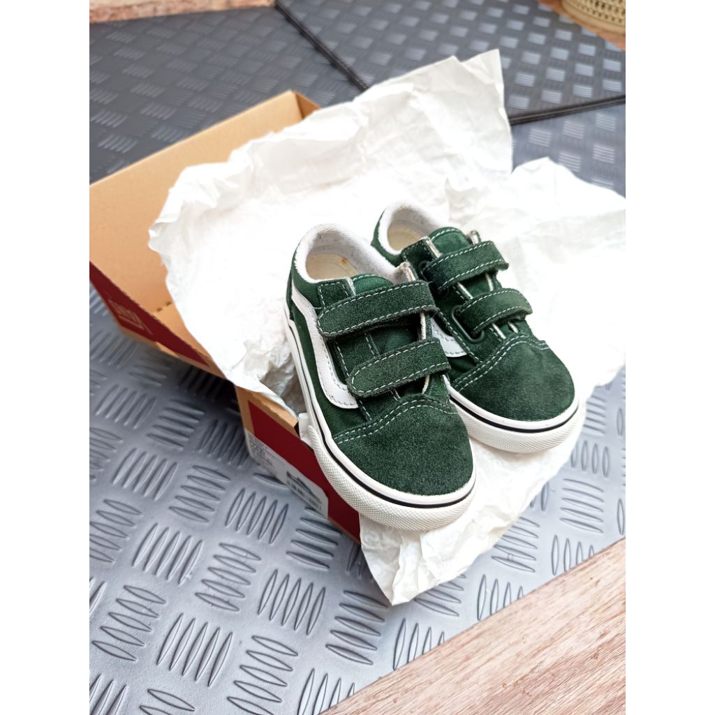 vans old skool V green kids