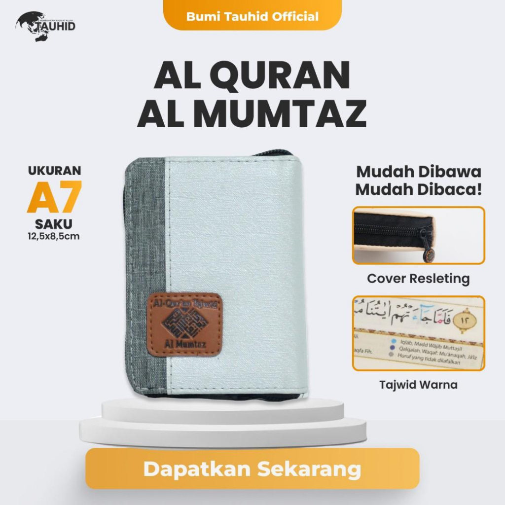 Alquran kecil Resleting Al Mumtaz A7 Alquran Saku Dengan Resleting Tanpa Terjemah