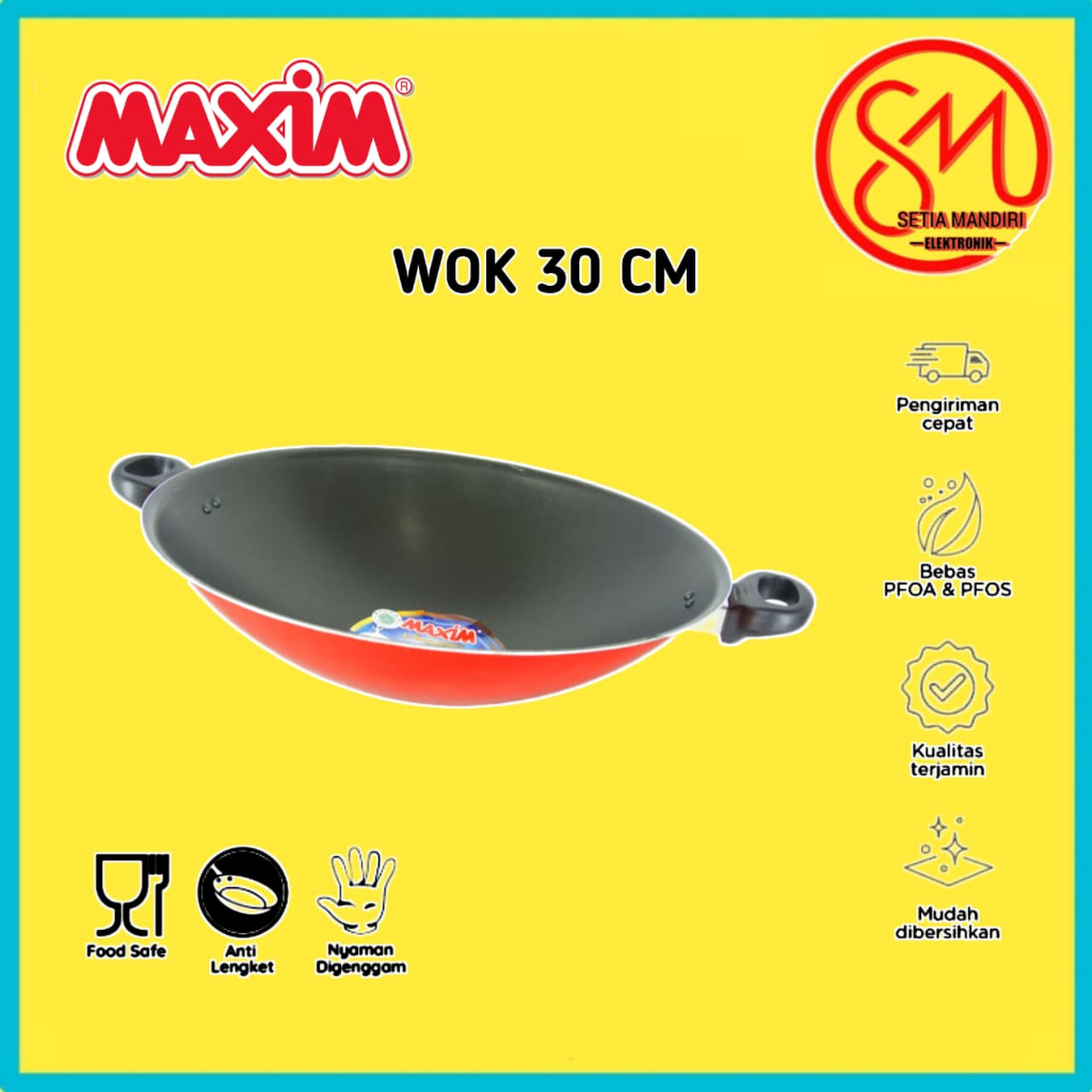 Maxim Valentino Wajan Penggorengan Teflon Anti Lengket 30cm / 36cm Wok