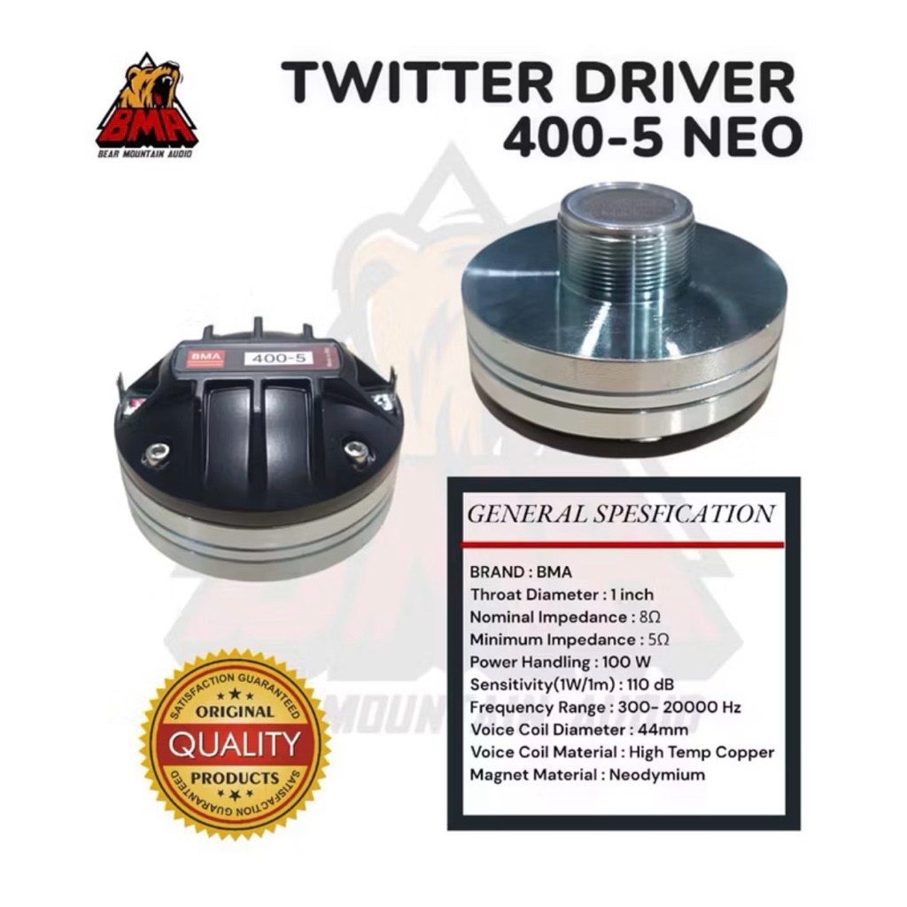BMA Tweeter Driver Neodynium D 400-5 neo coil 44.4mm tweter bma DRAT