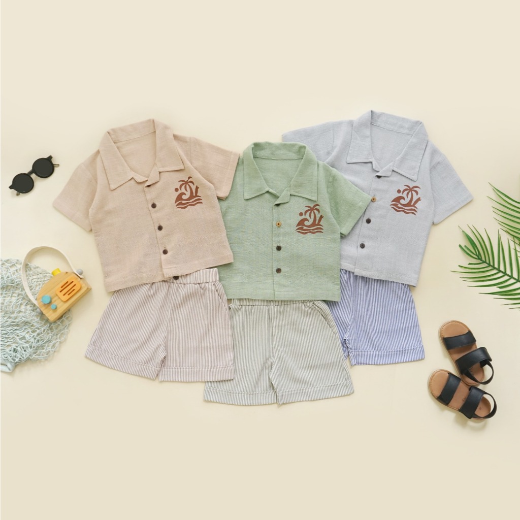 ABHA SET | STRIPE SET | SET LINEN ANAK | SETELAN ANAK LAKI-LAKI USIA 1-6 TAHUN