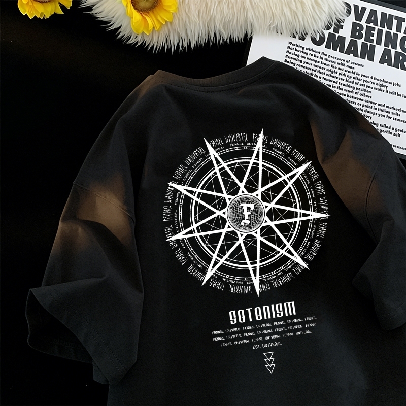 Everyday Pria Retro compass pattern men's oversized t-shirt| T-Shirt 100% Cotton|Latest men's tops|m