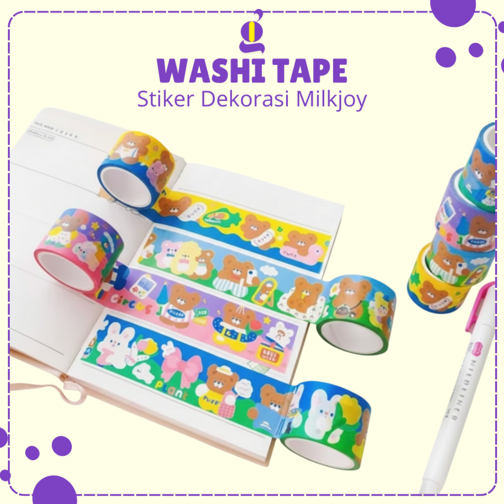 Washi Tape Milkjoy Cute Sticker 1 Pc Dekorasi Buku Diary Photocard Masking Tape Cake Bear