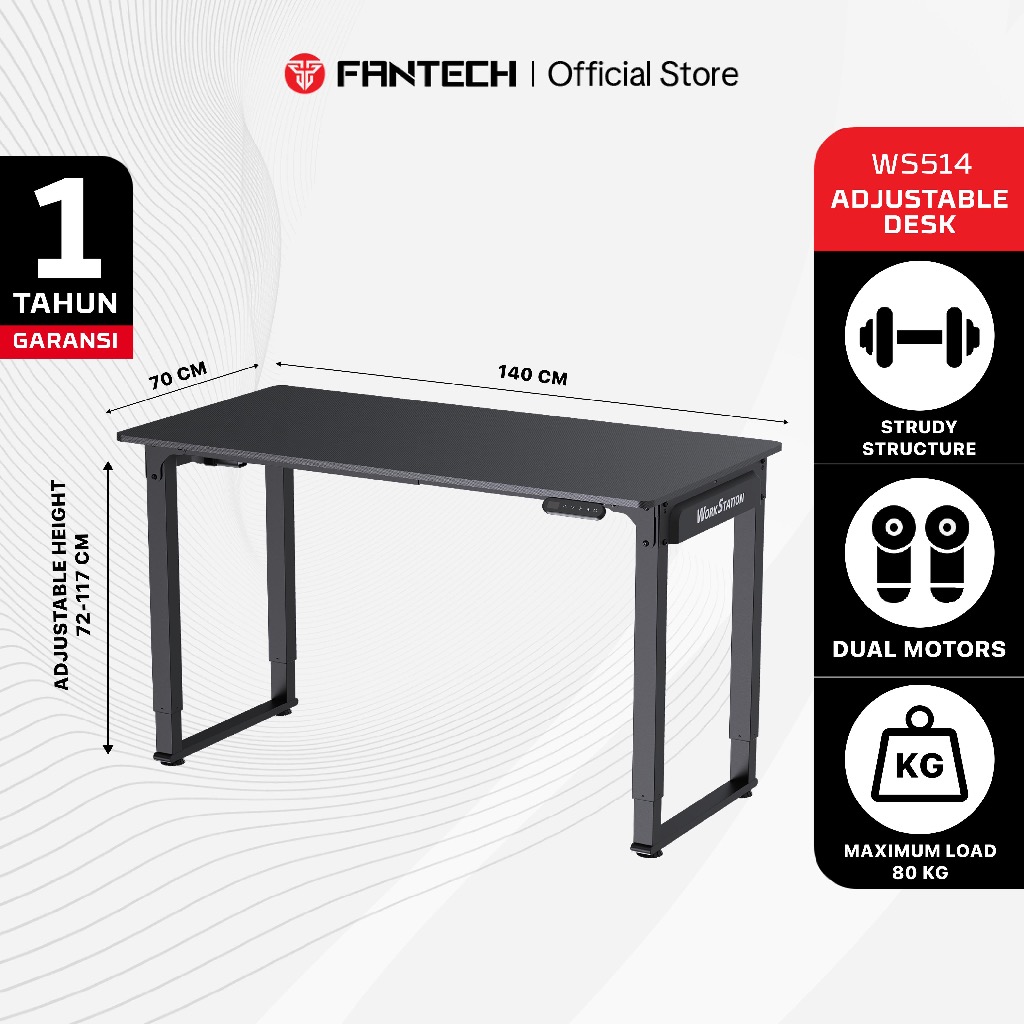 Fantech Meja Komputer Elektrik Adjustable Standing Desk Electric Work Station WS514 Meja Belajar Lap