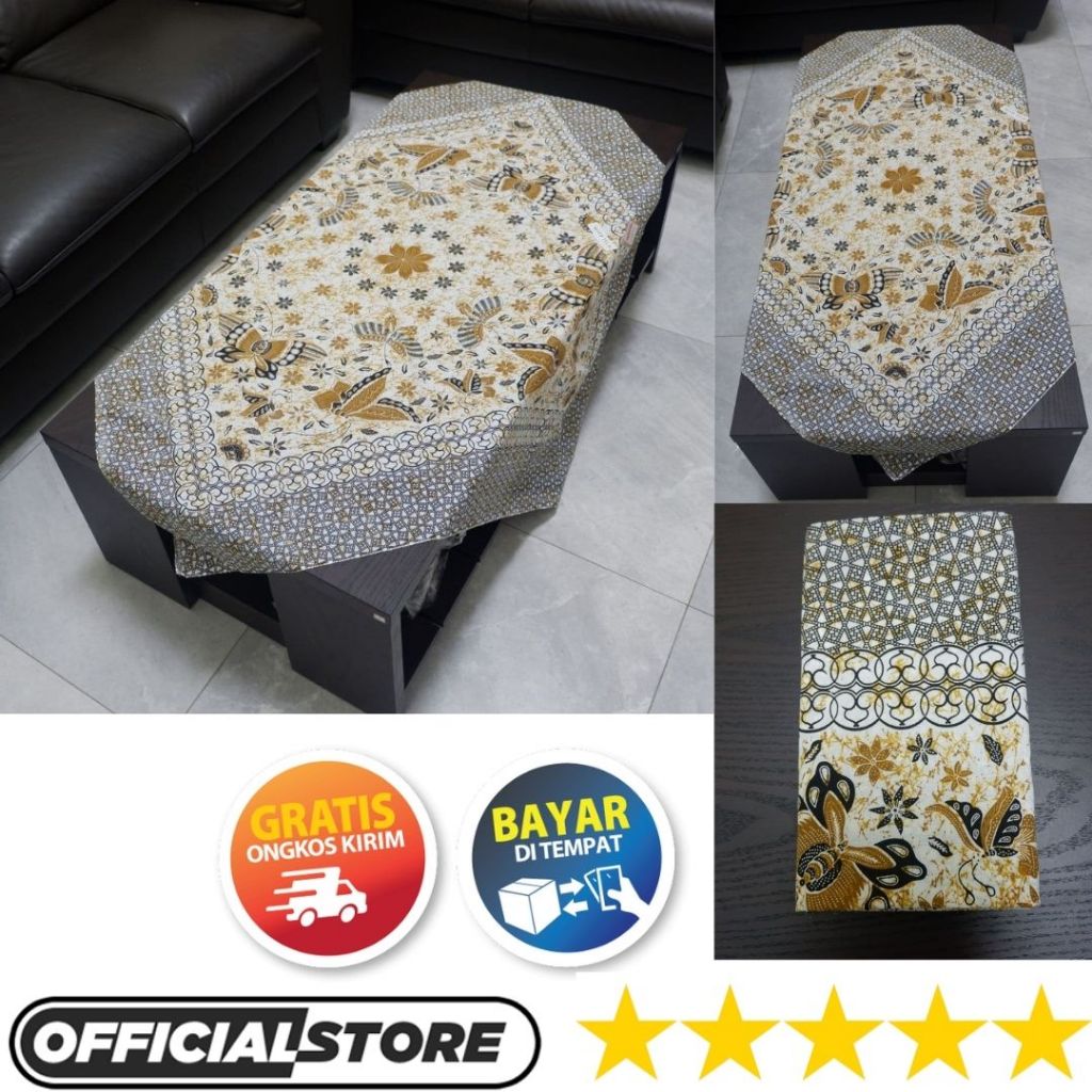 Taplak Meja Ruang Tamu Set Persegi Kotak Bahan Poliester Halus Ukuran 110 x 105 Harga Murah Motif Ba