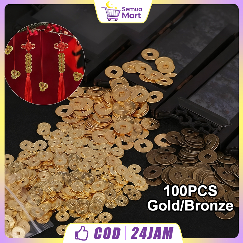 100pcs Koin Lima Kaisar Feng Shui - 1cm Koin Beruntung Cina, Aksesoris Dekorasi Pengundang Rezeki
