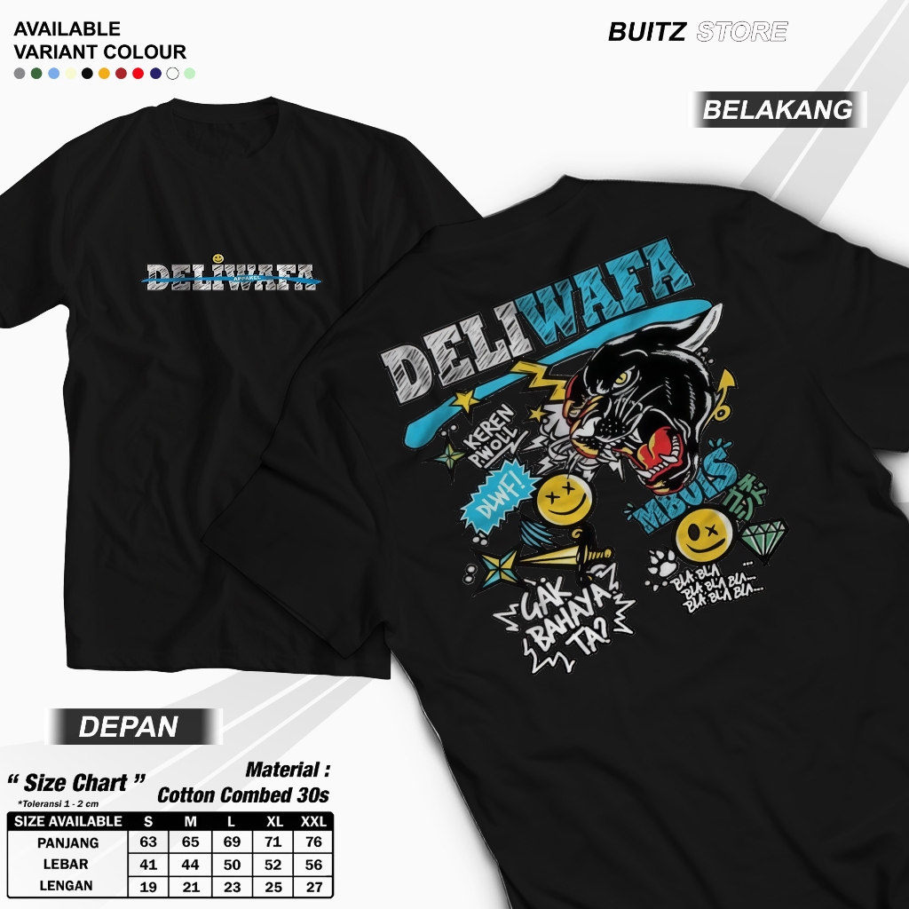 BUITZ STORE KAOS ATASAN OBLONG PRIA MOTIF DELIWAFA DEPAN BELAKANG KAOS DEWASA LENGAN PENDEK KAOS DIS