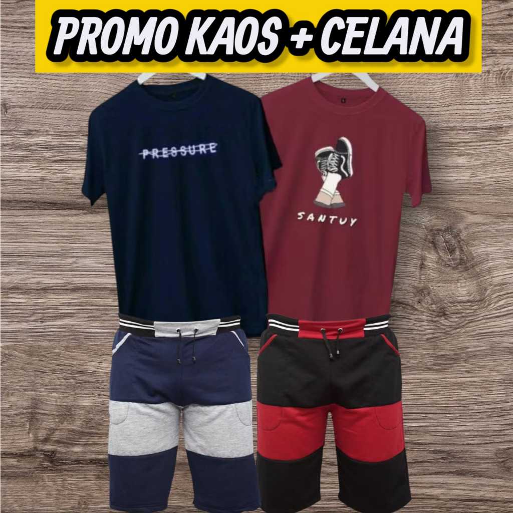 Setelan Pria Wanita Celana & Kaos Motif Dewasa