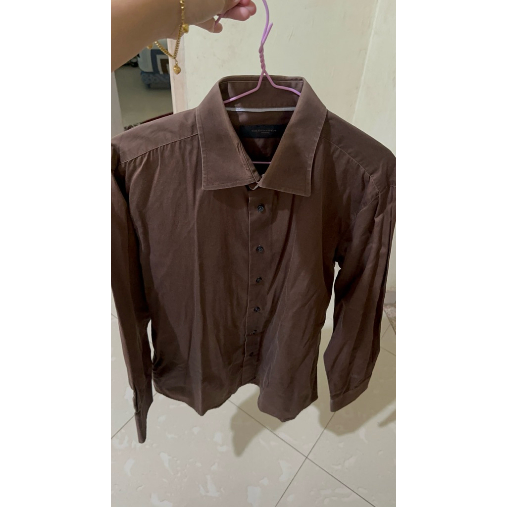 [PRELOVED] Kemeja Pria The Executive Lengan Panjang Coklat Mahogany Size 15 Slim Fit Formal Casual