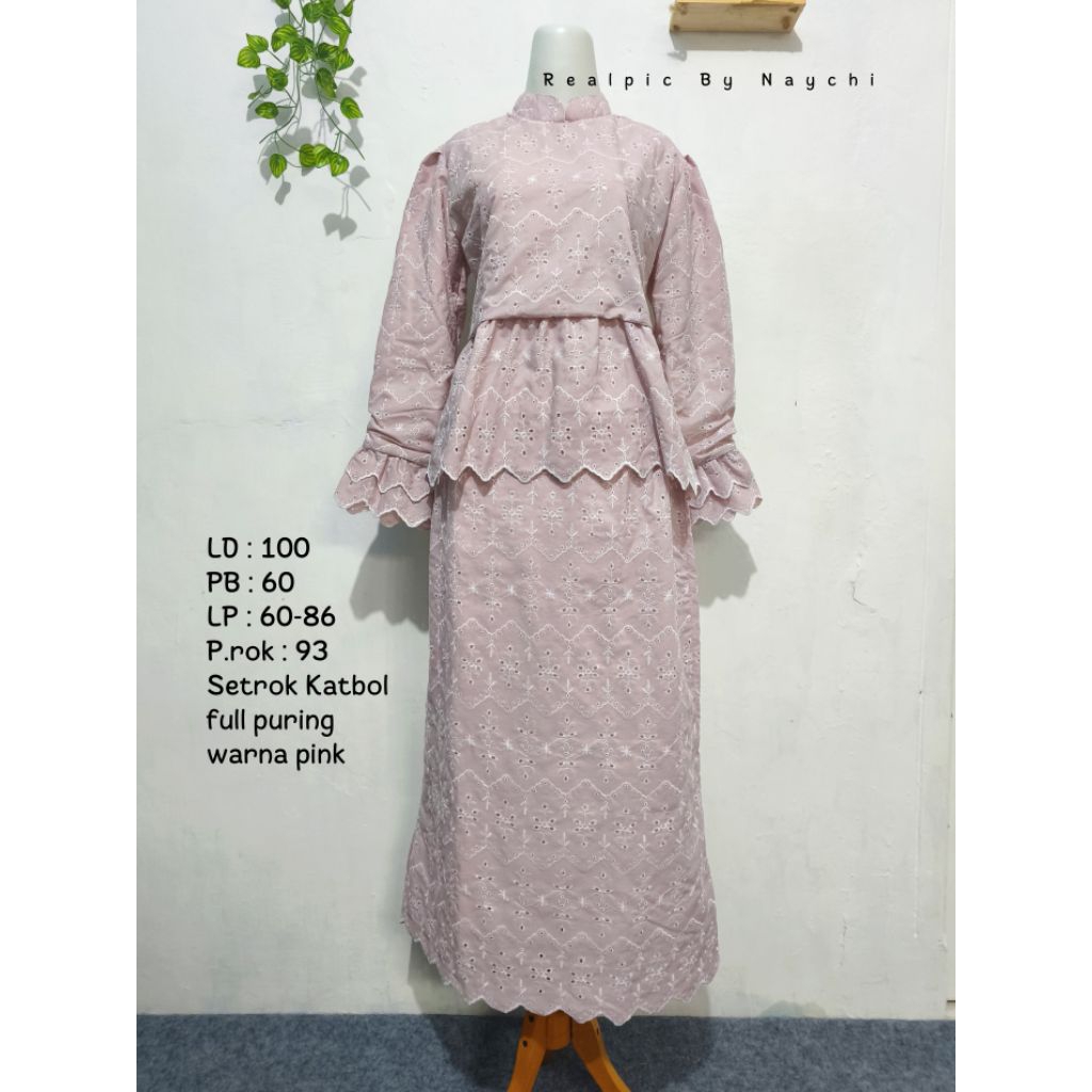 one set tunik katbol katun bordir bolong katun bolong rok bordir bunga/Setrok tunik katbol wanita ka