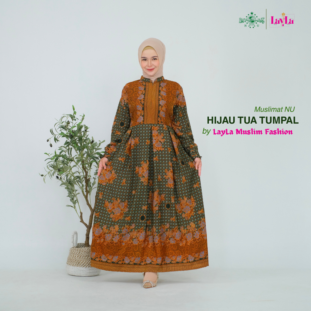 Gamis Muslimat NU Tumpal Depan Hijau Tua | Seragaman Pengajian